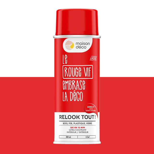 Relook tout aérosol Peinture Bombe de peinture rouge vif Brillant 0,4 L