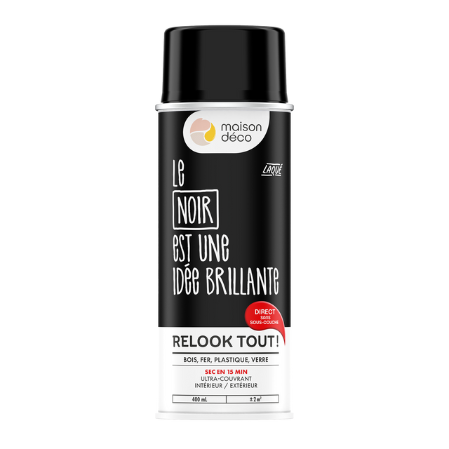 Relook tout aérosol Peinture Peinture noir Brillant 0,4 L