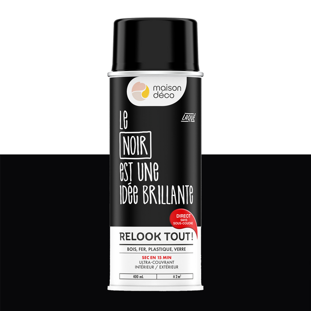 Relook tout aérosol Peinture Peinture noir Brillant 0,4 L