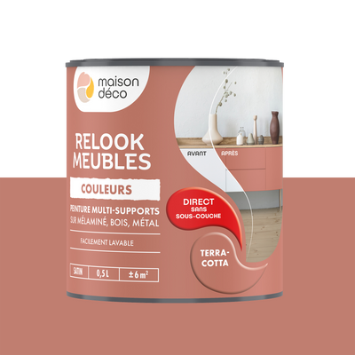 RELOOK MEUBLES COULEURS Peinture Relook meubles Terracotta Satiné 0,5L