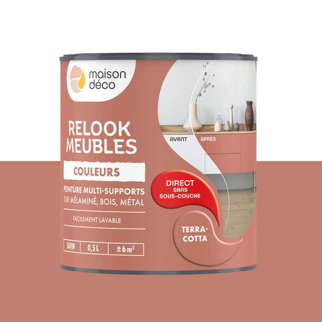 Relook meubles couleurs Peinture RELOOK MEUBLES Peinture terracotta Satiné 0,5 L