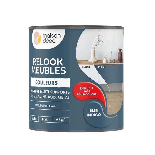 Relook meubles couleurs Peinture RELOOK MEUBLES Peinture bleu indigo Satiné 0,5 L