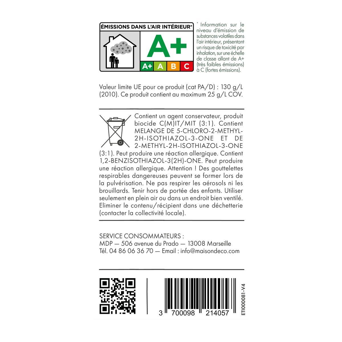 RELOOK MEUBLES COULEURS Peinture Relook meubles Vert sauge Satiné 0,5L