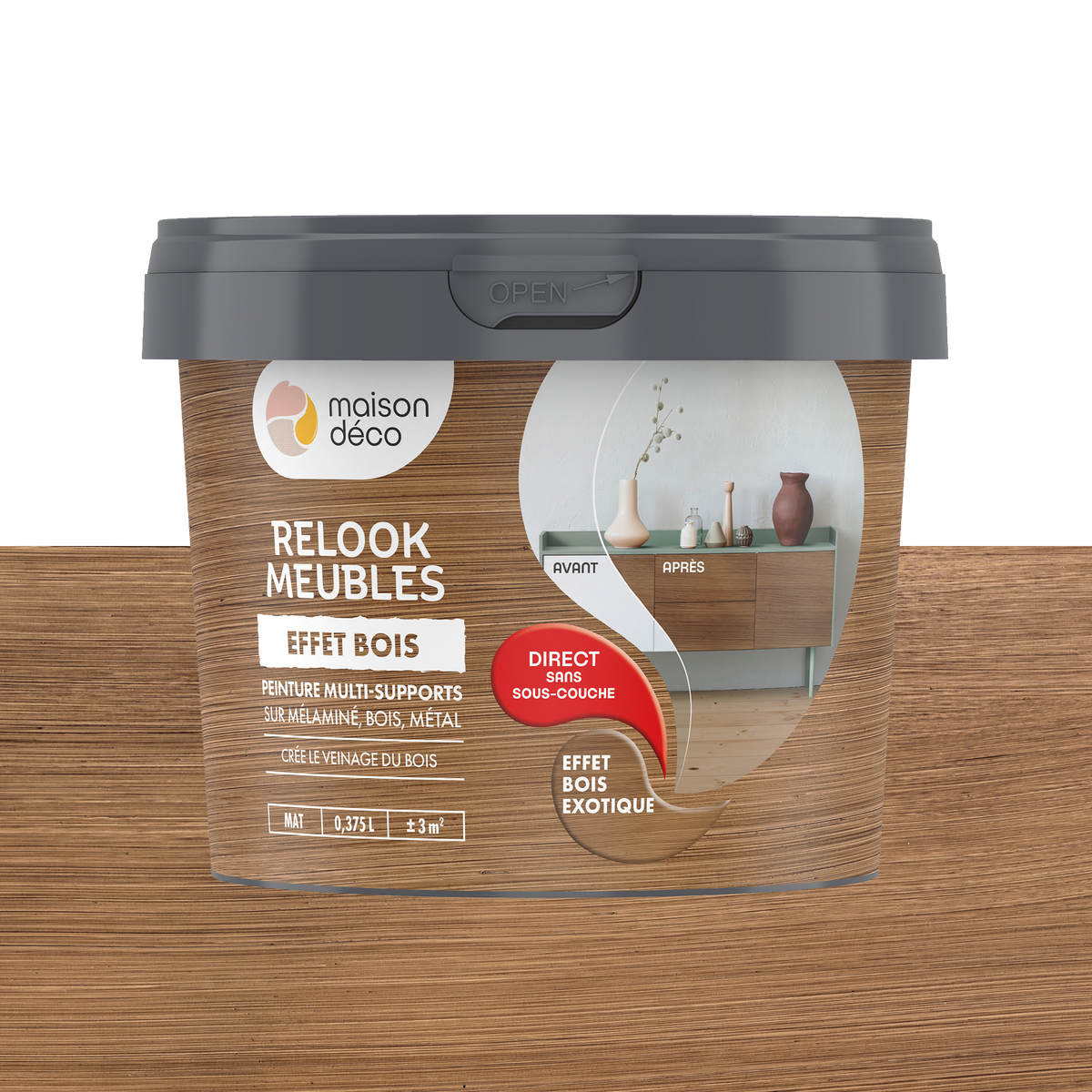 RELOOK MEUBLES EFFET BOIS Peinture Relook meubles effet bois Bois exotique Mat 0,38L