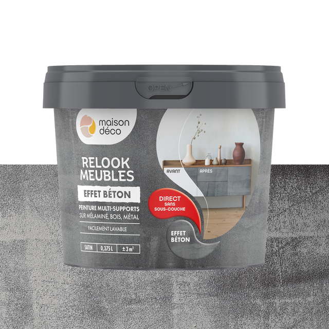 Relook meubles effet bois Peinture Peinture effet béton Satiné 0,38 L