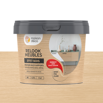 RELOOK MEUBLES EFFET BOIS Peinture Relook meubles effet bois Pin clair Mat 0,38L