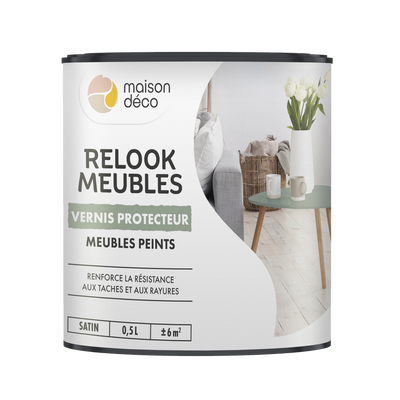 RELOOK MEUBLES COULEURS Peinture Relook meubles vernis protecteur Incolore Satiné 0,5L