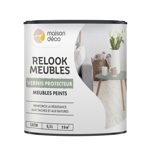 Relook meubles couleurs Peinture RELOOK MEUBLES VERNIS PROTECTEUR Peinture incolore Satiné 0,5 L