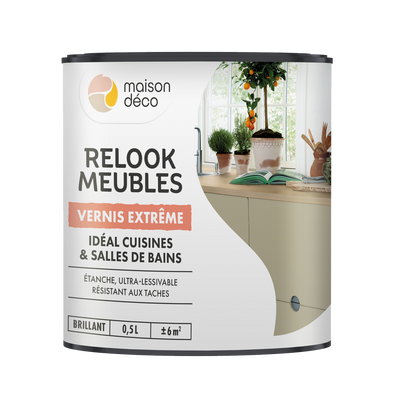 RELOOK MEUBLES COULEURS Peinture Relook meubles vernis extreme Incolore Brillant 0,5L