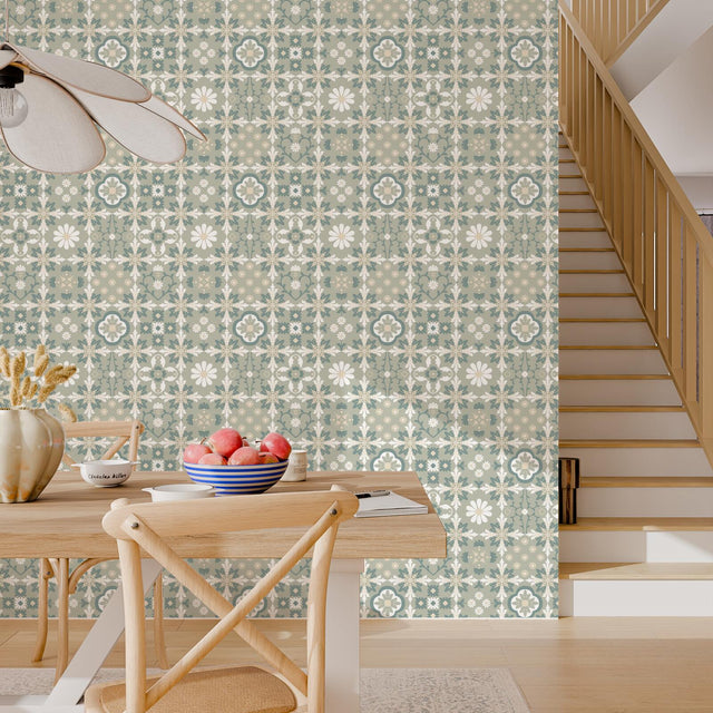 Papier peint intissé LAZARE coloris vert sauge