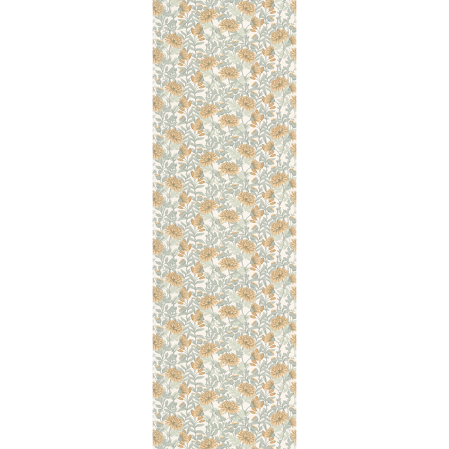 Papier peint intissé DAHLIA coloris vert de gris et ocre