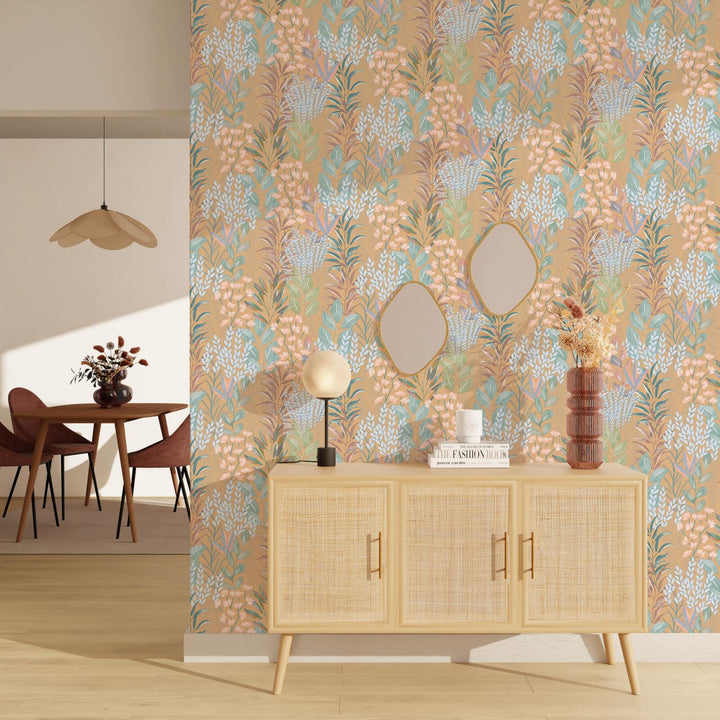 Papier peint intissé Sayana Ocre et bleu azur