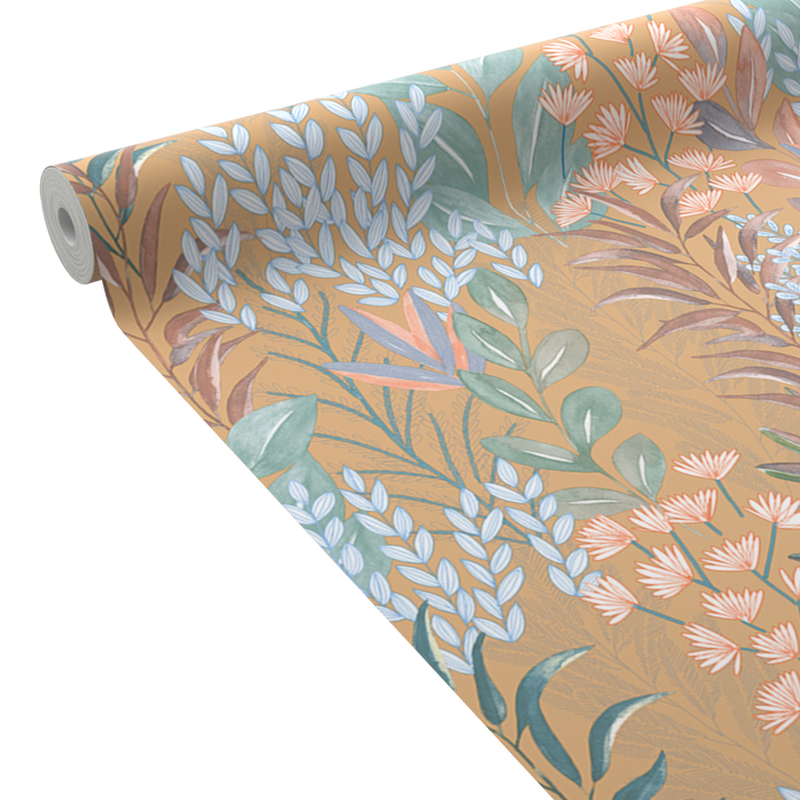 Papier peint intissé Sayana Ocre et bleu azur