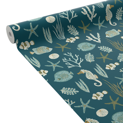 CASELIO Papier peint intissé Seastar Bleu canard