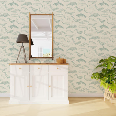 CASELIO Papier peint intissé Whaly Bleu grisé
