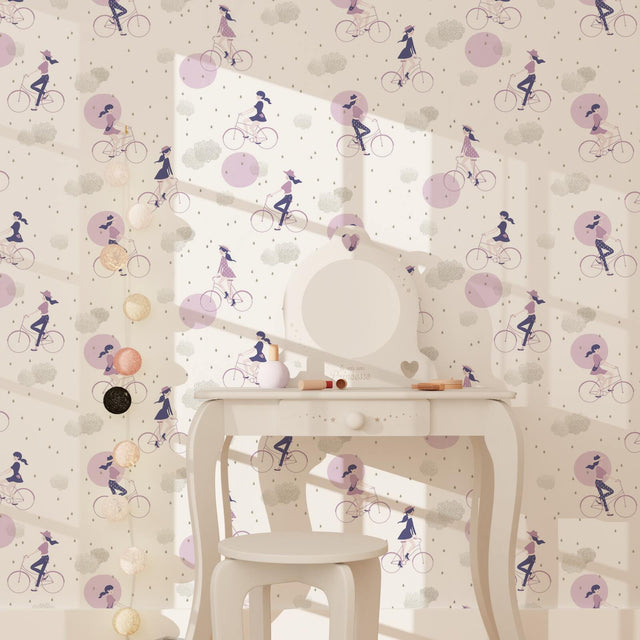 Caselio Papier peint intissé GIRL IN THE SKY coloris mauve