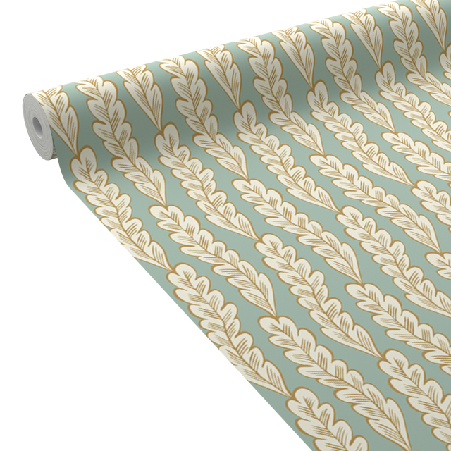 Caselio Papier peint intissé OLÉA vert de gris et doré