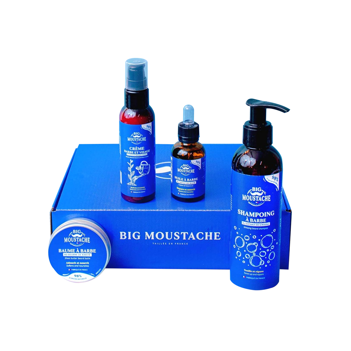 BIG MOUSTACHE Soin barbe Barbe au naturel Bleu