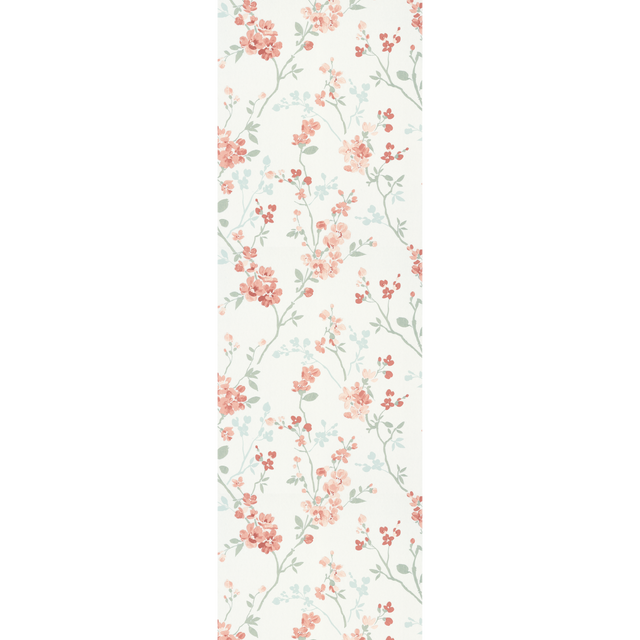 Papier peint intissé EMELIE coloris Rose et vert bleuté