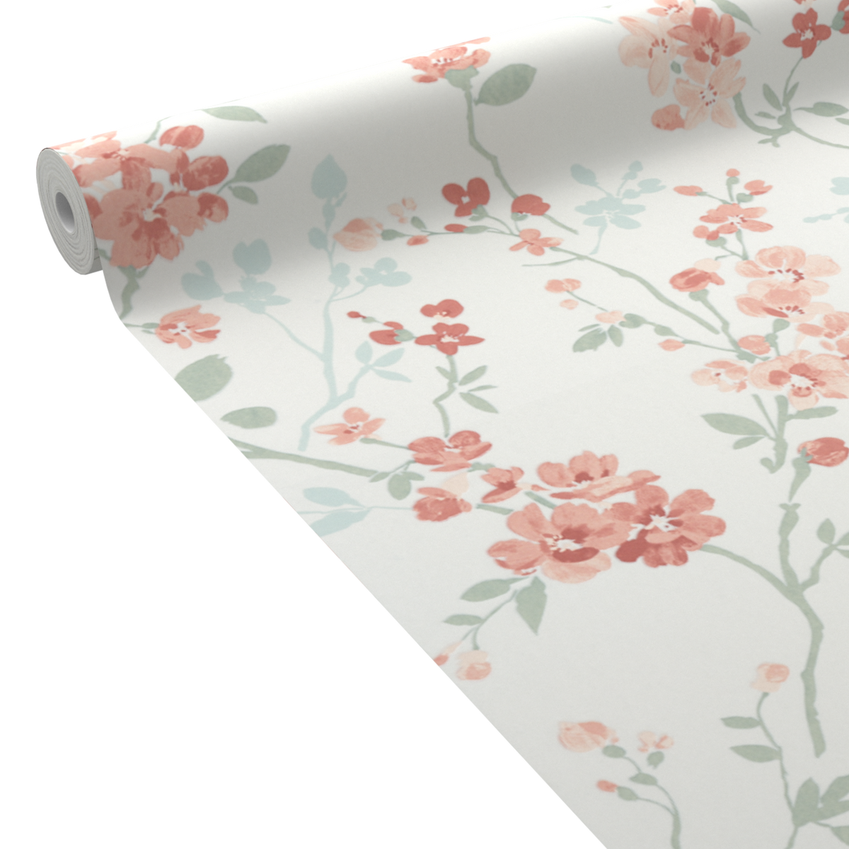 Papier peint intissé Emelie Rose et vert bleuté