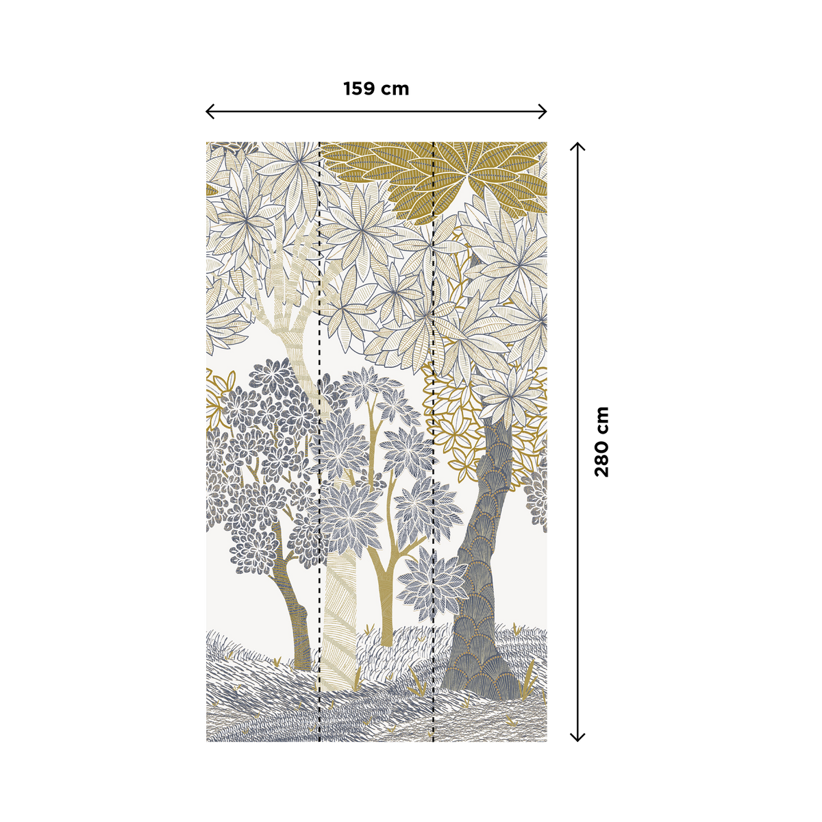 Papier peint panoramique L Archibald Vert bleu grisé Satiné