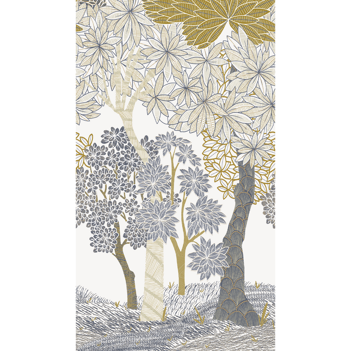 Papier peint panoramique L Archibald Vert bleu grisé Satiné