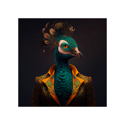Toile imprimée Paon humain Noir