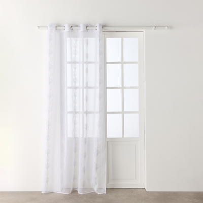 Voilage Plume Blanc et argent