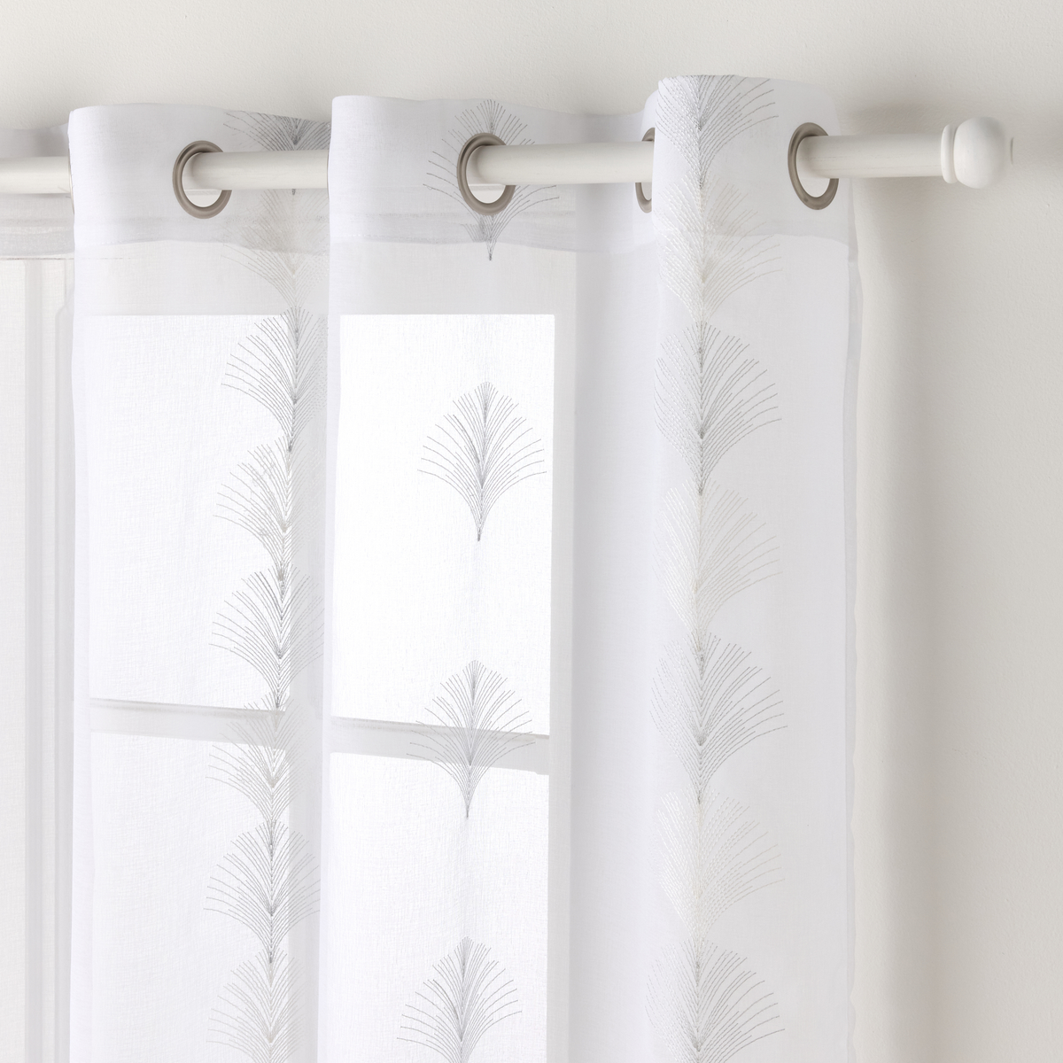 Voilage Plume Blanc et argent