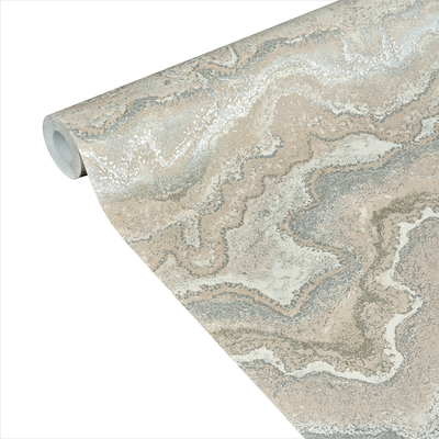 Papier peint intissé Elaura Beige rosé et argenté