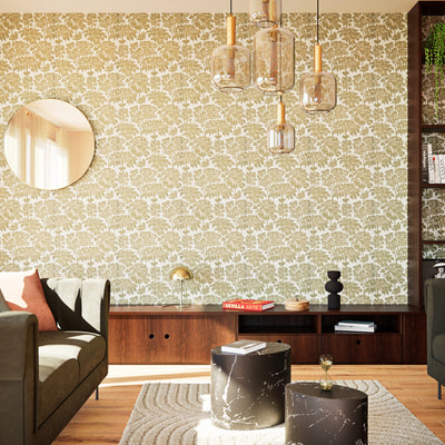 Papier peint intissé Ysabel Blanc et doré