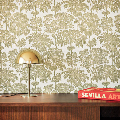 Papier peint intissé Ysabel Blanc et doré