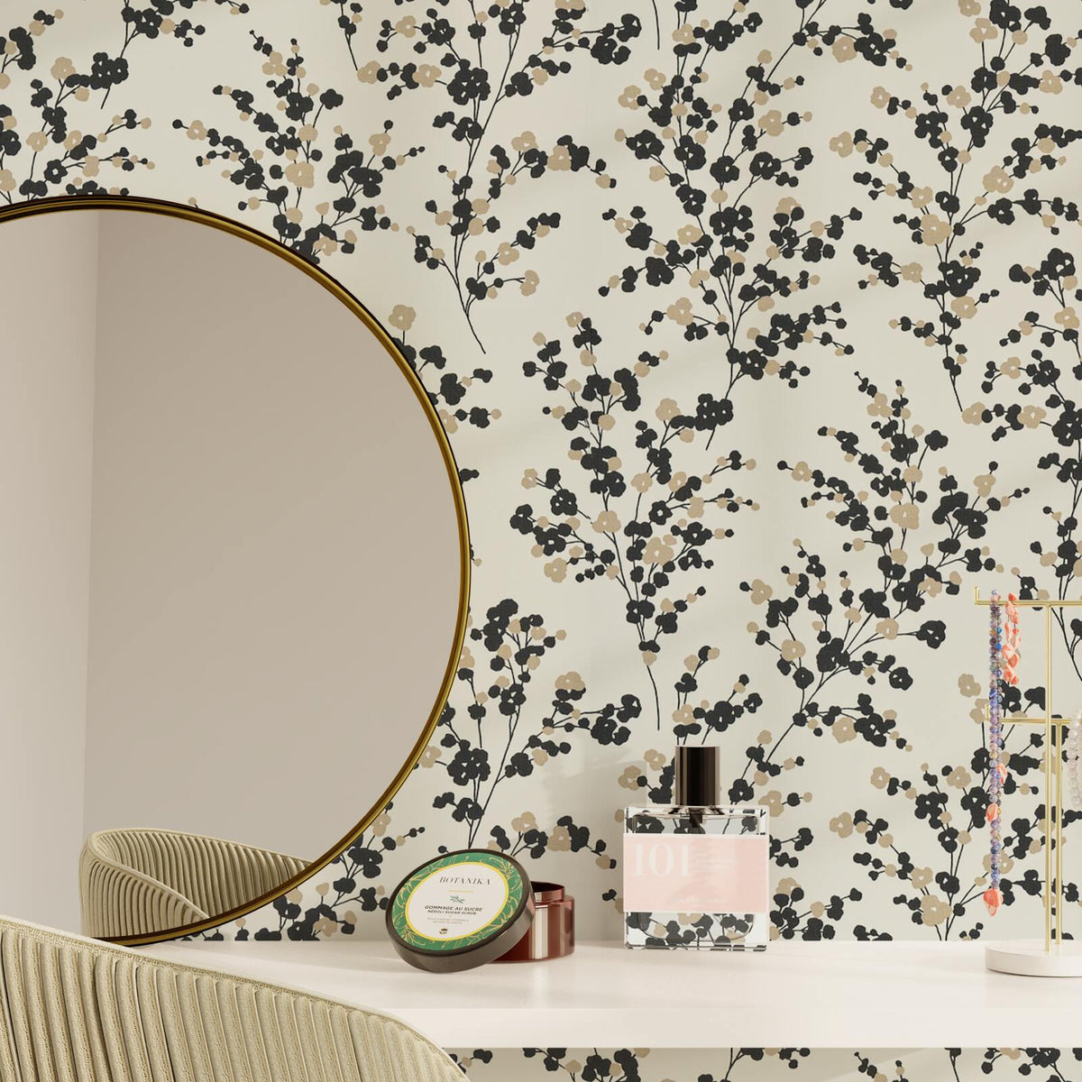 Papier peint intissé Inami Noir et doré