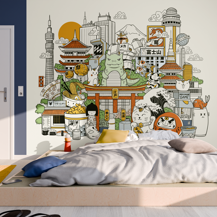 4MURS Papier peint panoramique XL Wakai Multicolore Mat