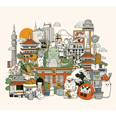 4MURS Papier peint panoramique XL Wakai Multicolore Mat