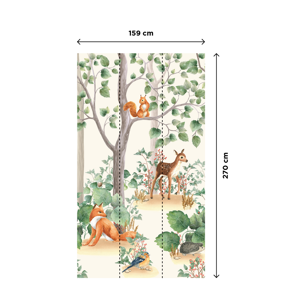 Papier peint panoramique L Little forest Multicolore Satiné