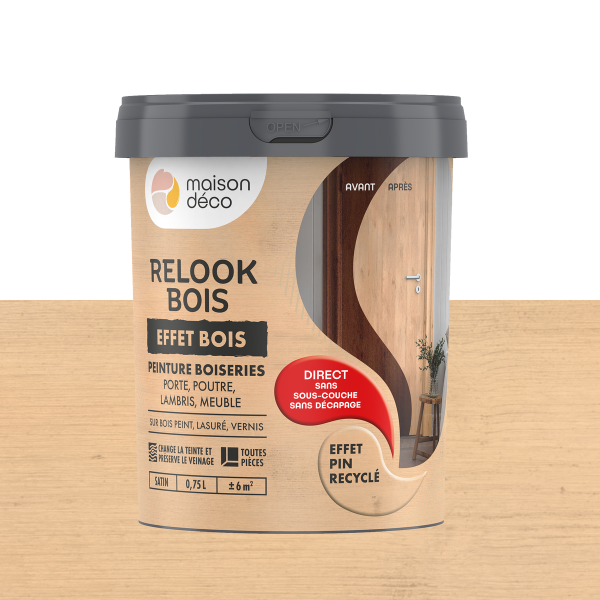 RELOOK BOIS EFFET BOIS Peinture Relook bois effet bois Pin recyclé Satiné