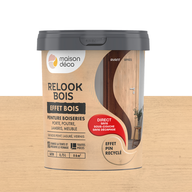 Relook bois effet bois Peinture Peinture pin recyclé Satiné 0,75 L