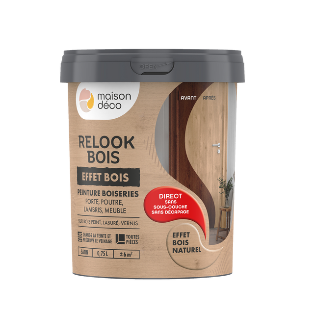 Relook bois effet bois Peinture Peinture bois naturel Satiné 0,75 L