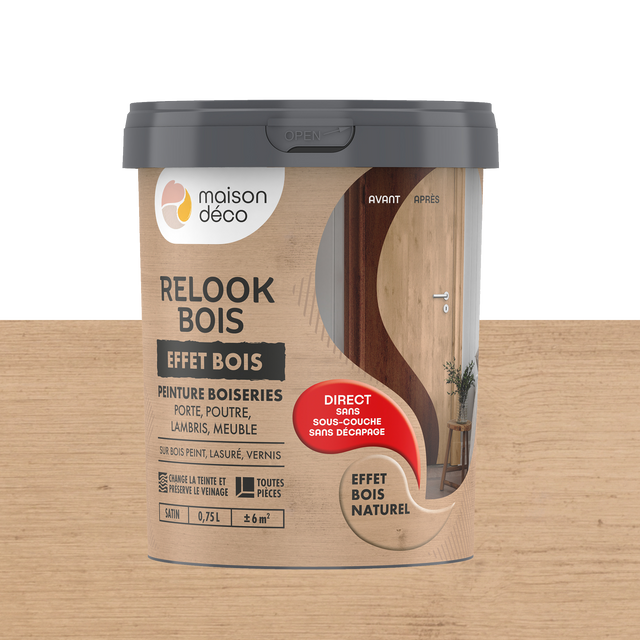 Relook bois effet bois Peinture Peinture bois naturel Satiné 0,75 L