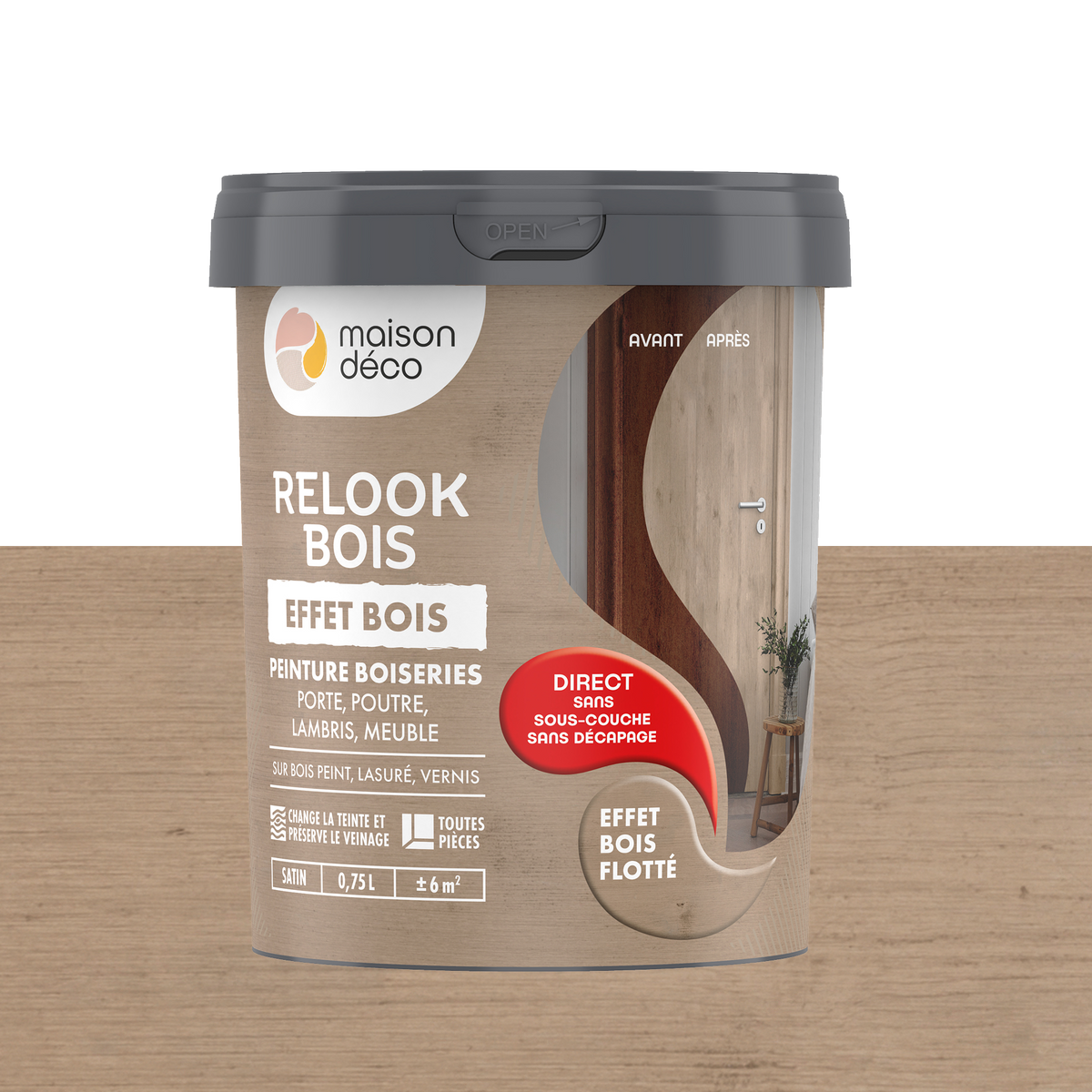 Relook bois effet bois Peinture Peinture bois flotté Satiné 0,75 L