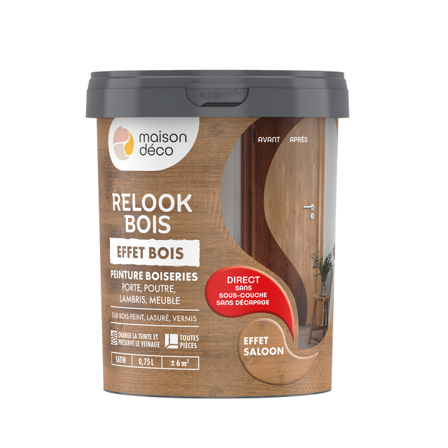 Relook bois effet bois Peinture Peinture saloon Satiné 0,75 L