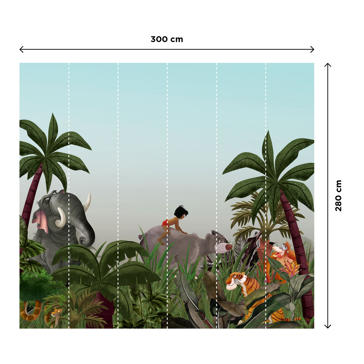 Papier peint panoramique XL Le livre de la jungle Multicolore Mat