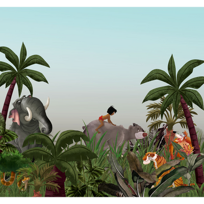 Papier peint panoramique XL Le livre de la jungle Multicolore Mat