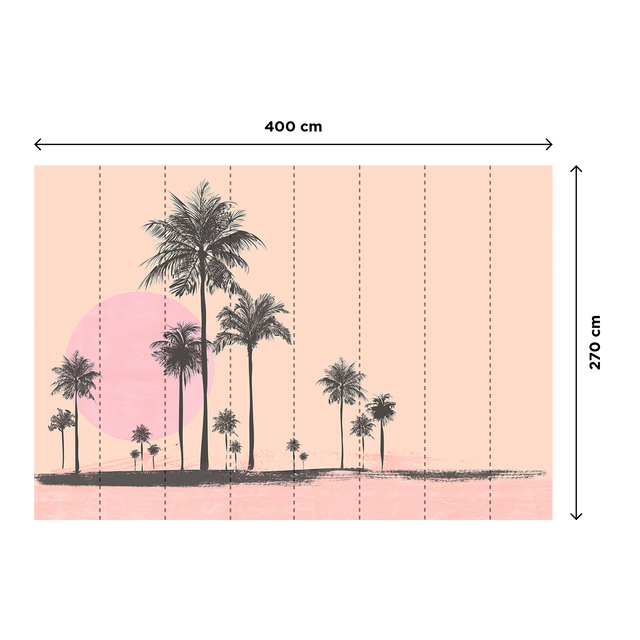 Papier peint panoramique XL MIAMI WALK 400 x 270 cm rose abricot