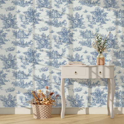 4MURS Papier peint intissé Jouy Bleu indigo