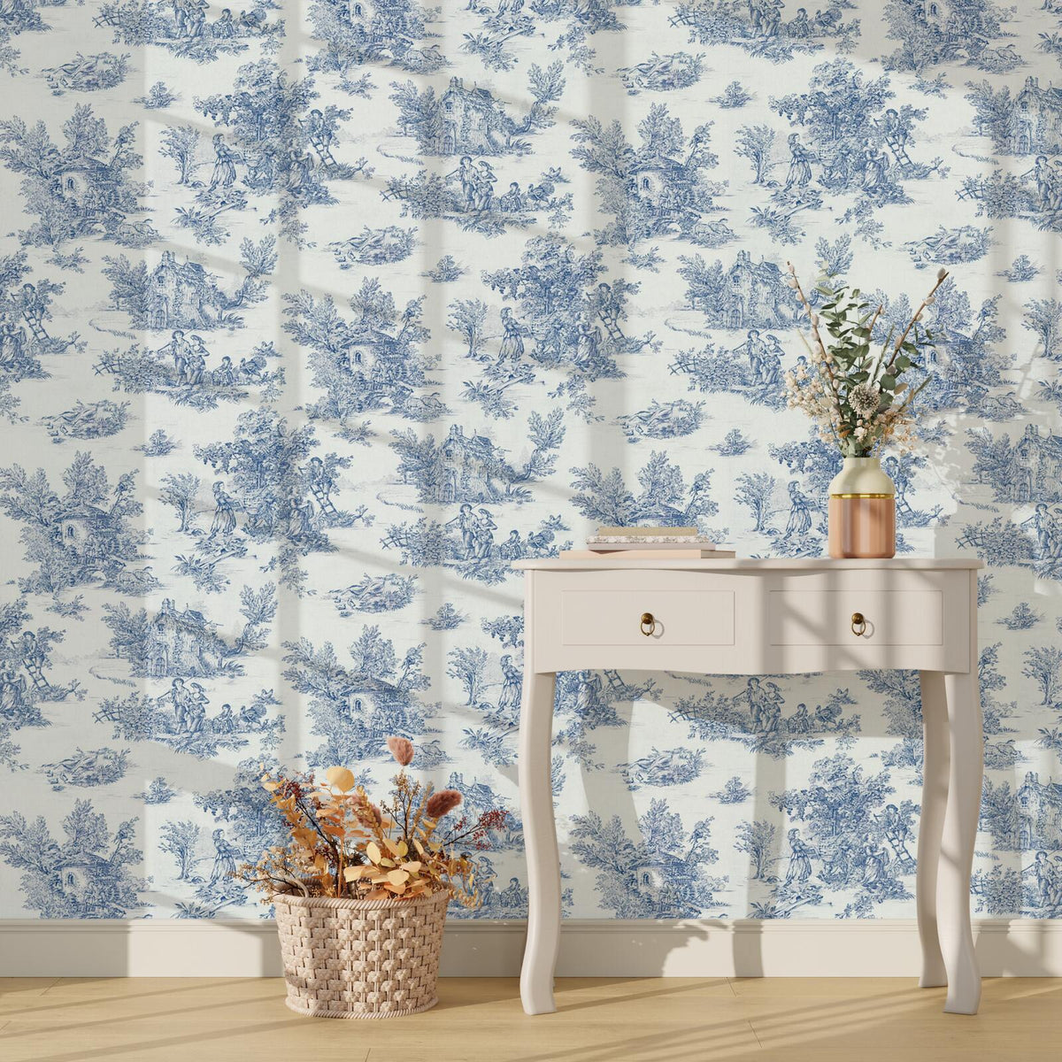 4MURS Papier peint intissé Jouy Bleu indigo