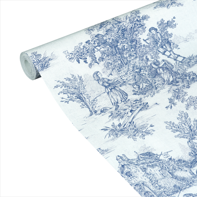 4MURS Papier peint intissé JOUY coloris bleu indigo