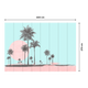 Papier peint panoramique XL Miami walk Bleu turquoise et rose poudré Brillant