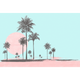 Papier peint panoramique XL Miami walk Bleu turquoise et rose poudré Brillant